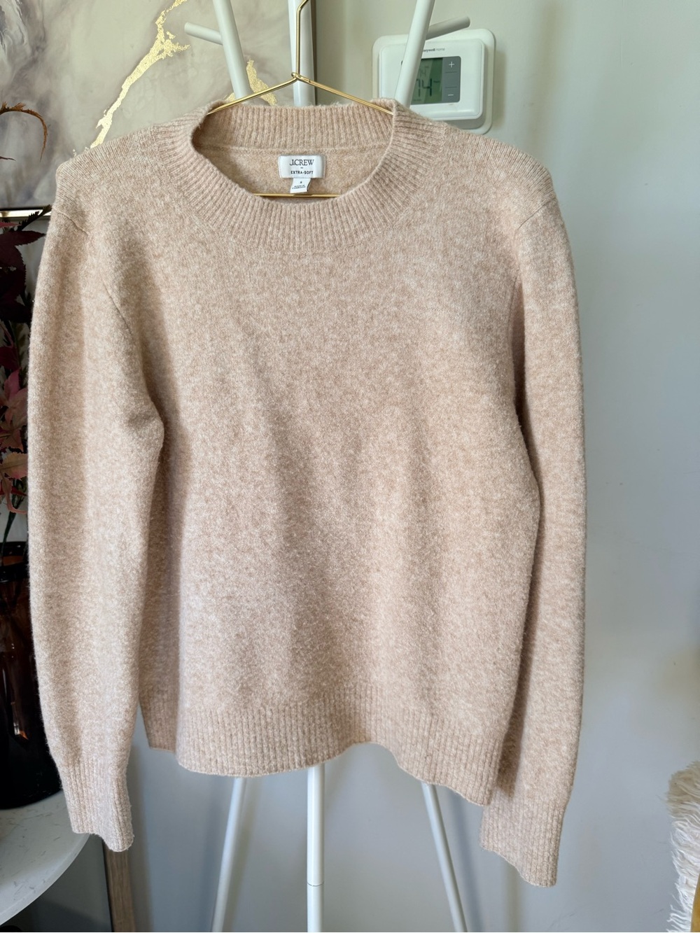 J. Crew Cozy Crewneck Sweater in Light Blush